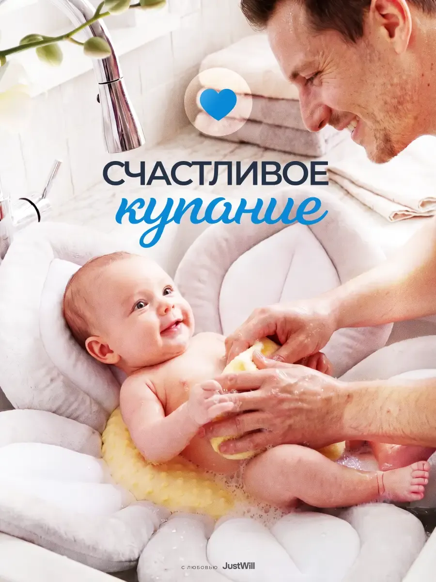 Матрасик цветок для купания новорожденных в раковине и ванно…