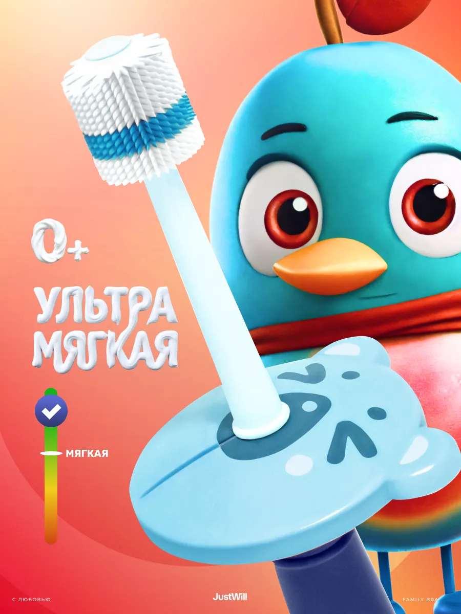 Зубная щетка для новорожденных силиконовая с фиксатором 0+